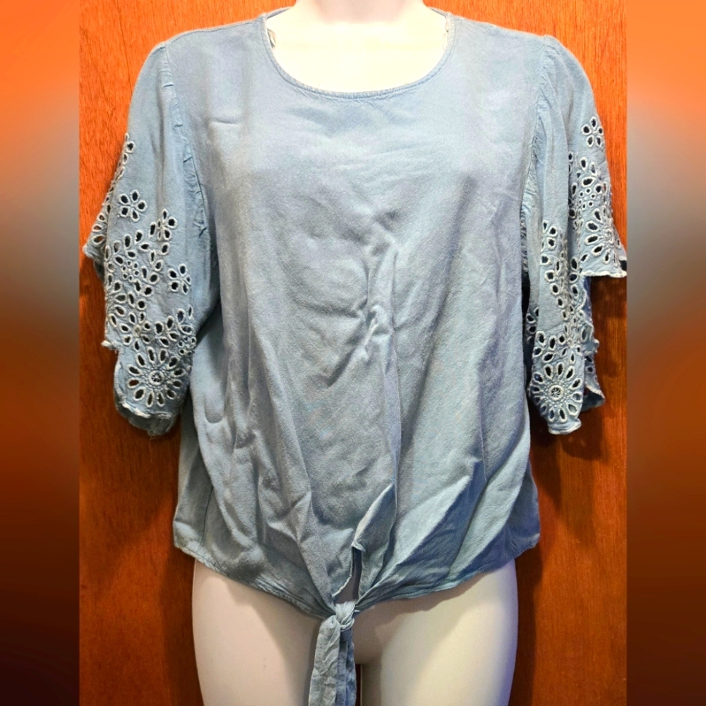 Style Envy soft jean/suede like feminine top szL/M - Picture 1 of 6